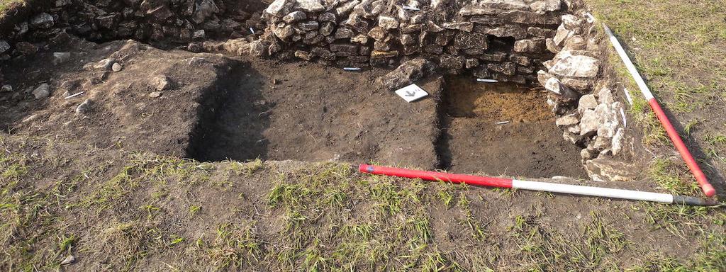 In fact the north wall was curious. It only had coursing in one small area surrounding a drain. The rest was merely a rubble-filled trench.