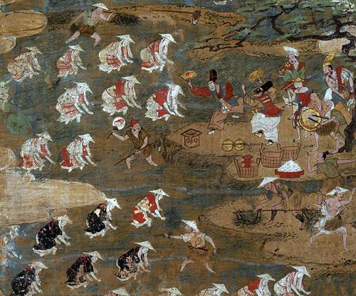 More poking and prodding around the Internet revealed another series of panels from the Muromachi Period (16th century) titled "Genre Scenes of the Twelve Months".