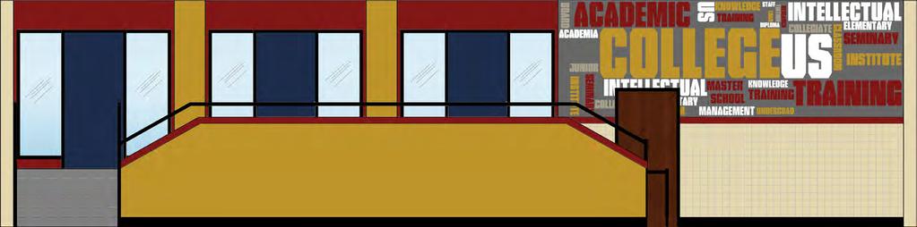 ELEVATION A - CAFETERIA EAST WALL PG 2 WALL COLOR: SW 6684 BRITTLEBUSH WALL COLOR: SW 0057 CHINESE RED A1 WALL COLOR: