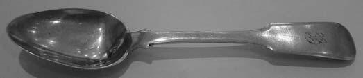 Aberdeen silver Fiddle pattern teaspoon, circa 1830 by Peter Gill & Son.