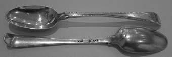Chester, pair of silver Old English Feather-edge with Shoulders teaspoons,