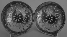 Pair of silver Old English pattern spice sifter