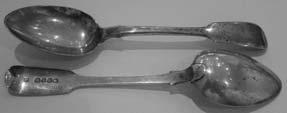Victorian silver Fiddle pattern tablespoon, London 1861 by Metcalf Hopgood. L-22.2cm; W-76g.