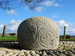 Castelgrange Stone, Co Roscommon. This is another fine example of a La Tene pattern cared onto a rounded stone.