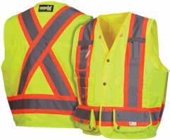 3XL, RVZ2220SE Orange 4XL, 5XL Hi-vis self-extinguishing lightweight polyester solid material on front, mesh material on back 2" silver reflective material with 4" contrasting trim 8 pockets: 5