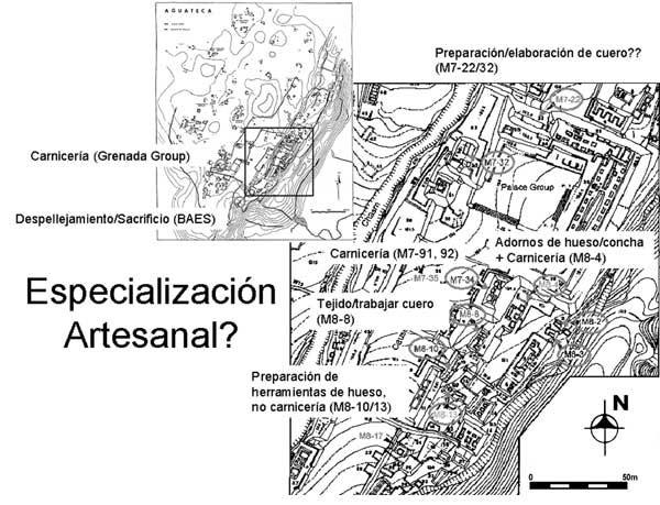 Figure 10. Distribution of evidence of crafts specialization at Aguateca.