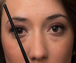 Essential Brow Kit Take a brush and show guests how to measure the perfect brow shape There are three points: First, hold the brush at the side of the nose straight up to the inner corner of the eye;