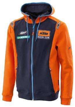 KTM Racing Team logo on front and back, sponsors logos printed on both sleeves. 95 % cotton / 5 % spandex. Shirt in KTM Racing Team style.