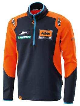 KTM Racing Team logo on front and back, sponsors logos printed on both sleeves. 95 % polyester / 5 % spandex.