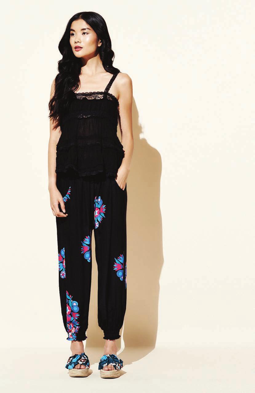 S215DT202 NINA TOP IN GAUZE & LACE 100% COTTON $115 S215AP902 OLIANA PANTS IN CANDY BOUQUET PRINT ON CRÊPE DE CHINE $163