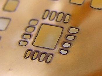 Be sure to gently rub the stencil with water and a paper towel to get rid of the burnt kapton.