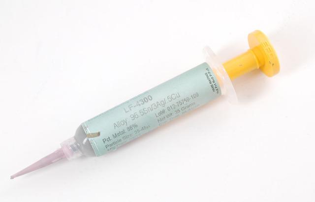 Solder Paste Syringes If you want to do small scale prototype SMT manufacture, it may be faster to just deposit paste by hand onto the PCB instead of getting a stencil made and shipped.