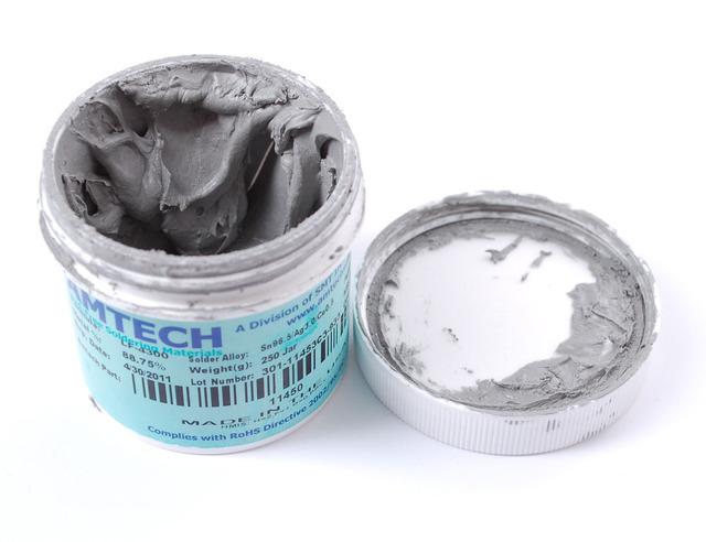 When doing SMT work, you can use thin wire but often times even that isn't good enough, you need to use paste! Paste comes in tubs of 1/2-1 lb or so.
