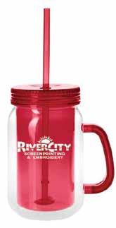 RCS116 Acrylic Tumbler with Straw Available in bright, attractive colors Double-wall insulation Screw-on lid with removable drinking straw Intended for cold beverage use only 18 oz.