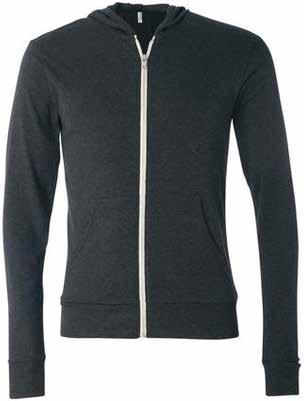 RCS23 Bella + Canvas Unisex Triblend Full Zip Lightweight Hoodie 50% Polyester, 25% Combed Ringspun