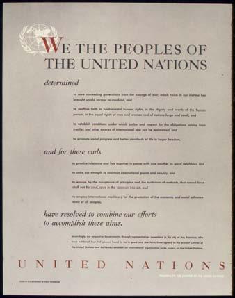 Eleanor Roosevelt, chair of the Human Rights commission Fifty nations sign the United Nations Charter.
