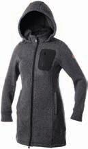 The hood and the hem width are adjustable with an elastic drawstring. Contrasting colour trim on the hood lining.