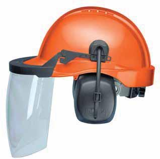 CHAIN SAW PROTECTION ELVE ProGuard System Professional-grade safety cap with integrated face and hearing protection that flips up and out of way ProGuard Integrated Logger System combines three