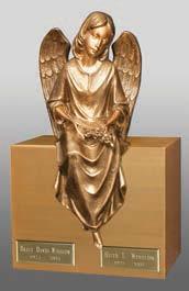 Large Bronze Sitting Angel with Flowers 75C-604 shown