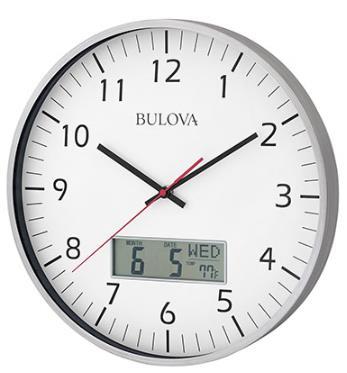 Oversized wall clock with industrial look, with clean brushed aluminum case, glass lens, and silent quartz movement with a