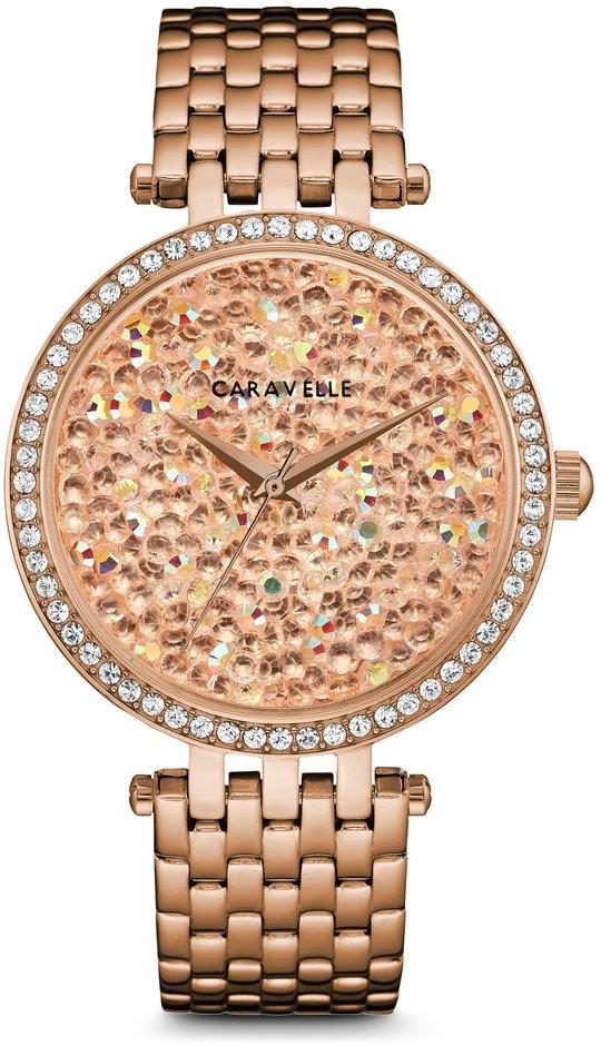 In stainless steel with rose-gold finish, the 48 individually hand-set crystals with patterned rose-gold dial sets the standard for an updated classic look.