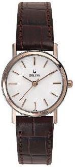 97B100 Bulova Watches - Strap - Bulova Men's Watches. Stainless steel. Brown leather strap. Water resistant to 30 meters/100 feet.