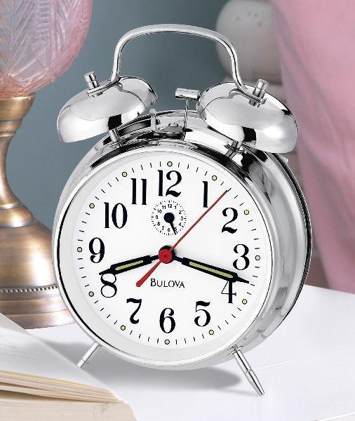B8127 BELLMAN II. Wind Up Alarm Clock. Silver finish metal case.
