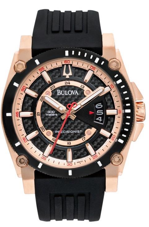 Water resistant to 300m. Approximate diameter/width 47mm. 96C002 Bulova Men's Watches.