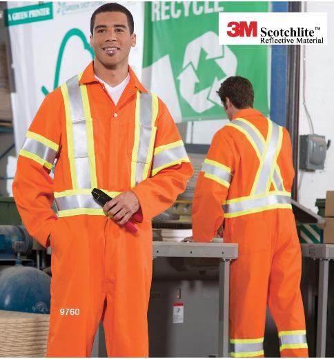 Flame Resistant Coveralls 4 BRIGHTstripe Note: CSA-Z96-15 Compliant for Class 3 Level 2 Tape Style: 4 fluorescent Lime/Yellow trim with 2 Silver 3M 9910 Retro-reflective striping 2 BRIGHTstripe Note: