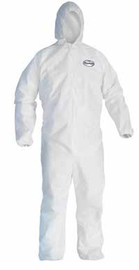 Category Protective Clothing 44302 44323 Kleenguard* A40 Liquid and Particle Protection Coveralls Breathable, microporous film laminate. Low in lint.