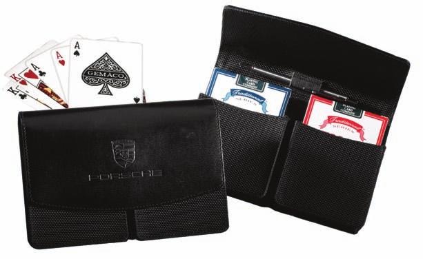 This handsome set includes two decks of cards, a pen, and a note pad to keep track of scores for your game of choice.