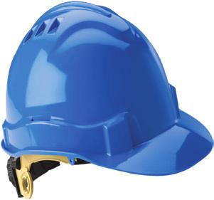 Curved channel fits over bill of cap for bill forward wear and includes pivoting blades, which snap easily into cap slots. Faceshields secured with integral plastic lugs.
