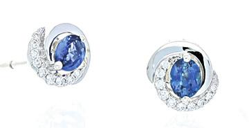 gold, sapphire & diamond earrings 998 10078874 18ct