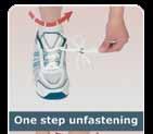 Tie-less Fastening System Innovative design combines laces with a strap, so