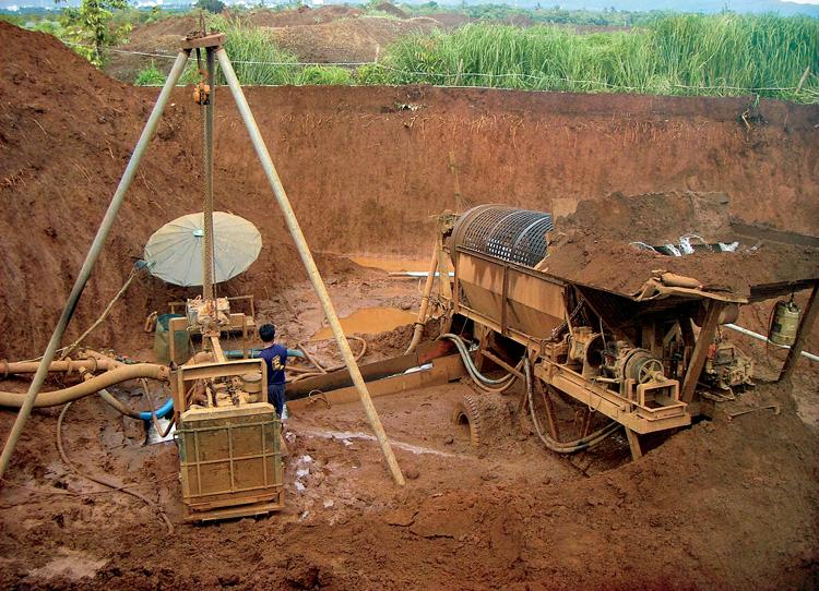 Figure 10. Small sapphire mining operations, such as this one in Chanthaburi, are still active in some parts of Thailand. Photo taken in July 2008 by R. Shor. Thailand. Mining and Production.