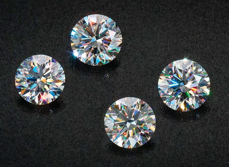Figure 1. The appearance of fire in a diamond has traditionally been one of the key elements in assesing the quality of its overall appearance. These Nanocut plasmaetched diamonds (0.41 0.