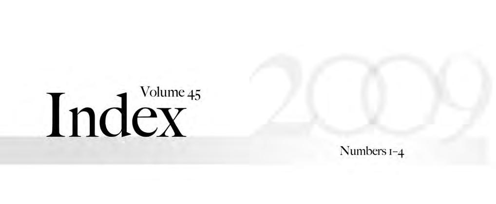 SUBJECT INDEX This index gives the first author (in parentheses), issue, and inclusive pages of the article in which the subject occurs for all feature articles, Notes & New Techniques, and Rapid
