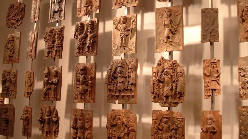 Benin Bronzes on display at the British Museum Benin, west of the lower reaches of the Niger River in present -day Nigeria, was likely established in the 13 th century.