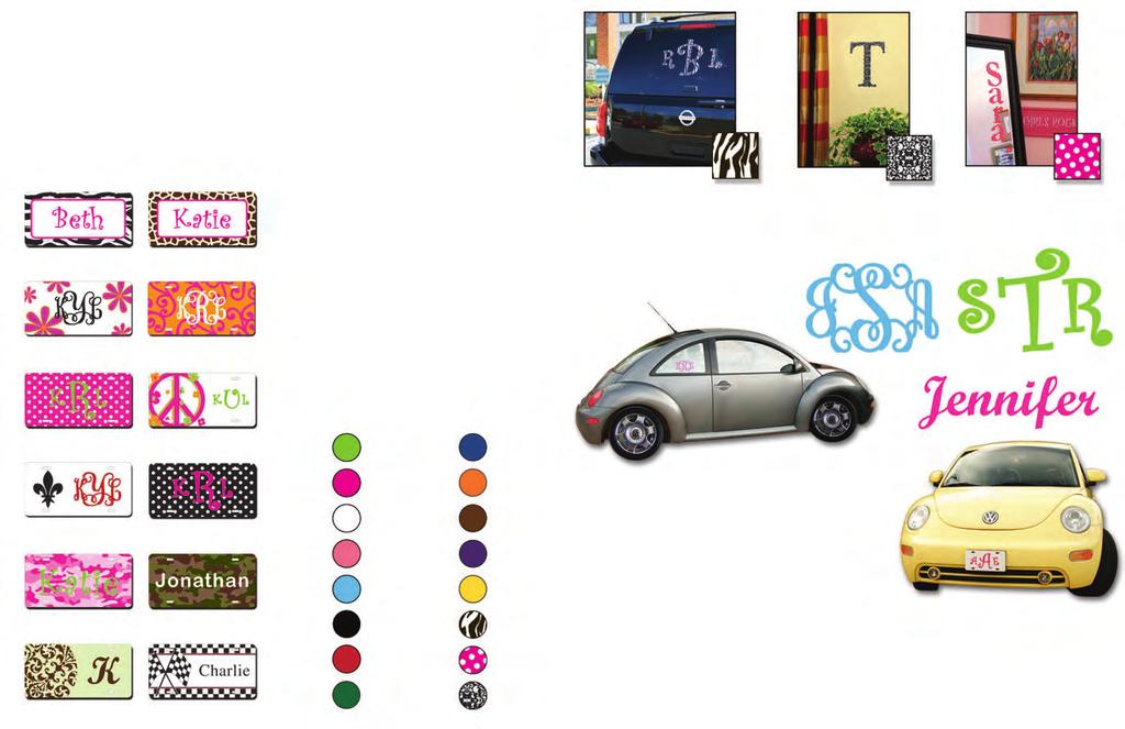 Designer Car Tags $25 Price includes personalization. Personalize Your Car! Not only can you put a vinyl monogram on the window, you can also put a personalized tag on the front!