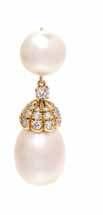 approximately 1.98 carats total, two button pearls measuring approximately 12.00 mm in diameter and two drop pearls measuring approximately 17.00 x 13.60 mm. 14.00 dwts.