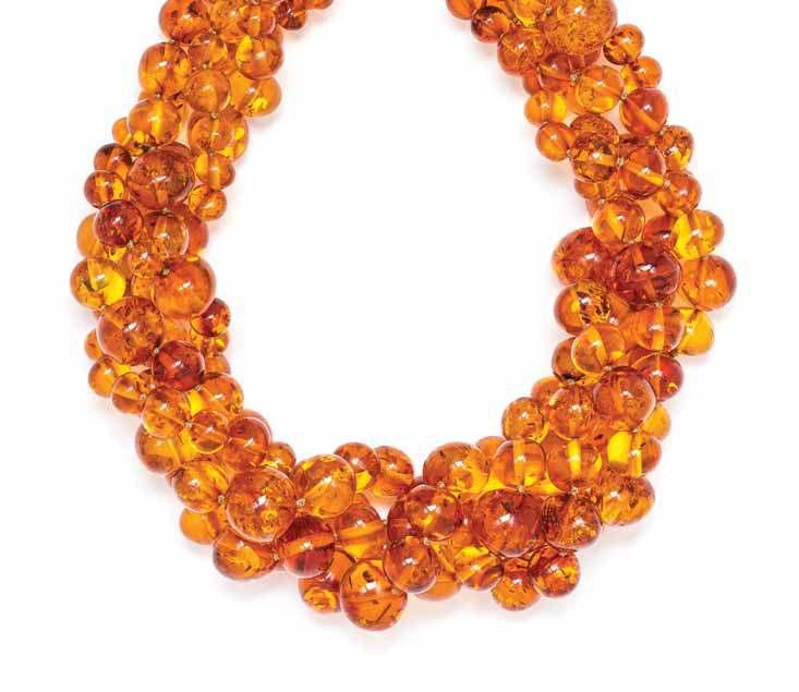 425 426 427 425* an 18 Karat Yellow Gold and amber Bead torsade necklace, Paloma Picasso for Tiffany & Co.