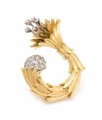 449 450 448 451 448* an 18 Karat Yellow Gold, Platinum and Diamond Brooch, Schlumberger for Tiffany & Co.
