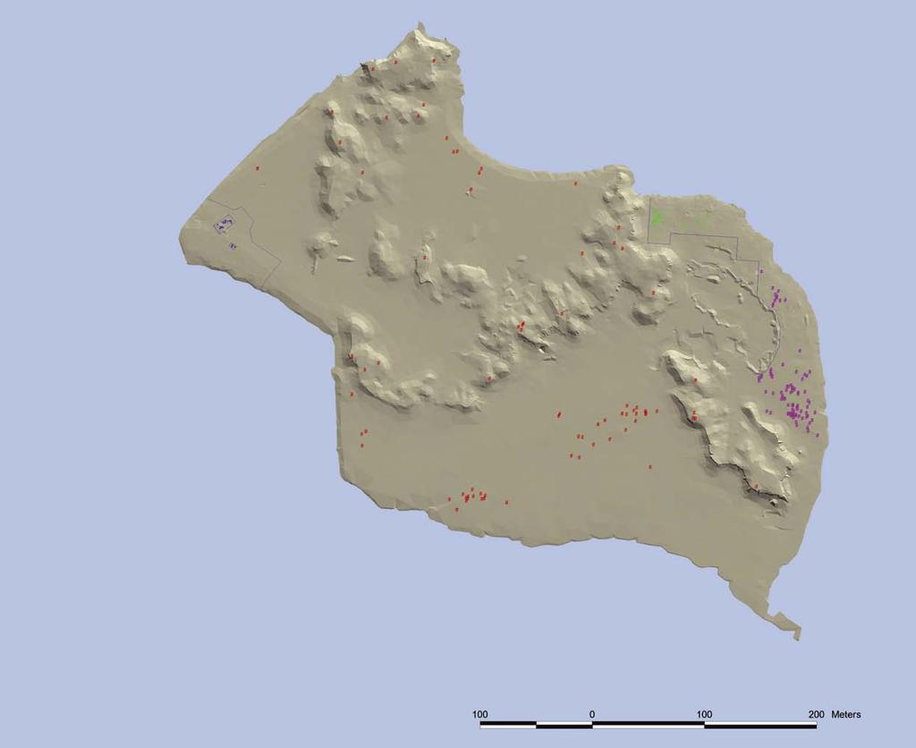 Island survey A digital topographical map of the island was made. This served as the basis for the Geographical Information System which was constructed and used during the excavations.