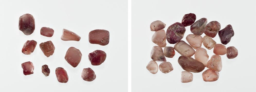 Figure 6. These andesines were recovered by the authors from the Zha Lin (left, 0.10 1.14 g) and Yu Lin Gu (right, 0.25 1.55 g) localities in Tibet. Photos by Robert Weldon. Figure 7.