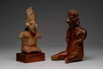 Colima with Puppy, Standing Figure & El Chanal Seated Figure (3) Colima, Mexico. Ca. 100 B.C. - 250 A.D.
