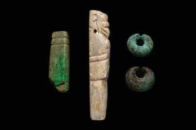 566. Bird Pendant, Jade Pendant & Two Colombian Nose Rings (4) Costa Rica. & Colombia. Ca. 500-1000 A.D.