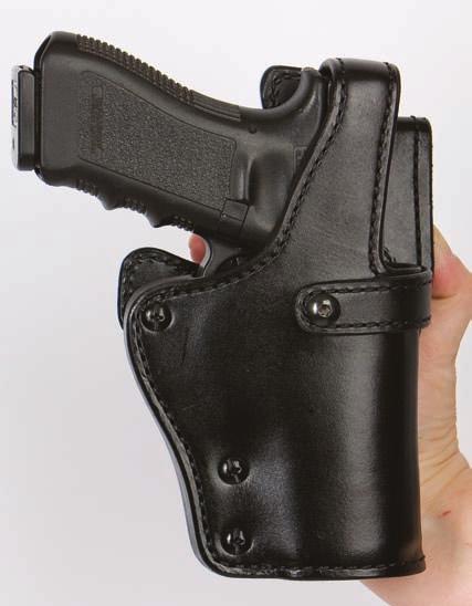 This design requires practice, it is suggested you become familiar with this holster to make a smooth and timely draw. Available in Black: Finish- Plain, Basketweave & Clarino.