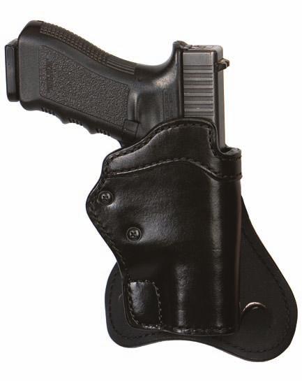 Other features are the tension screw on body, covered trigger guard with a reinforced overlay to keep the mouth open for easy reholstering, open bottom, reinforced thumb break, and nylon sight tunnel.