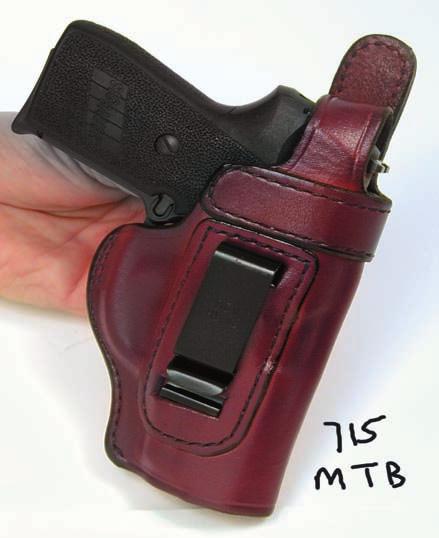 H715-M WAISTBAND CLIP-ON (OPEN TOP) This inside the waistband holster is made of lightweight leather and form molded.
