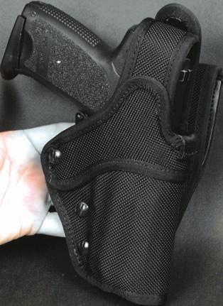 BALLISTIC NYLON 37 NTOP SECURITY LEVEL TWO TOP DRAW BALLISTIC NYLON DUTY HOLSTER Rigid construction for durability, metal reinforced belt loop with locking screw, covered trigger guard, open bottom.